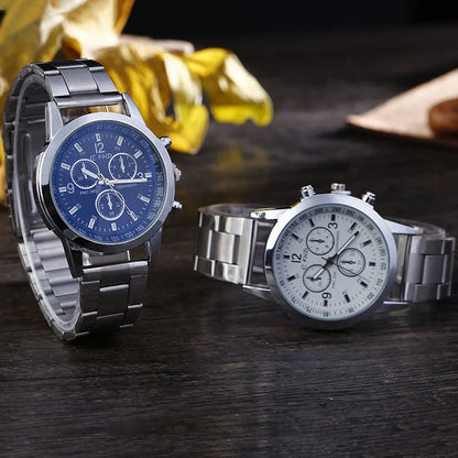 Blu-ray FRP Watch with stainless steel strap and black dial