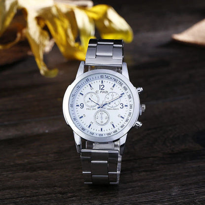 Blu-ray FRP Watch with stainless steel strap and black dial