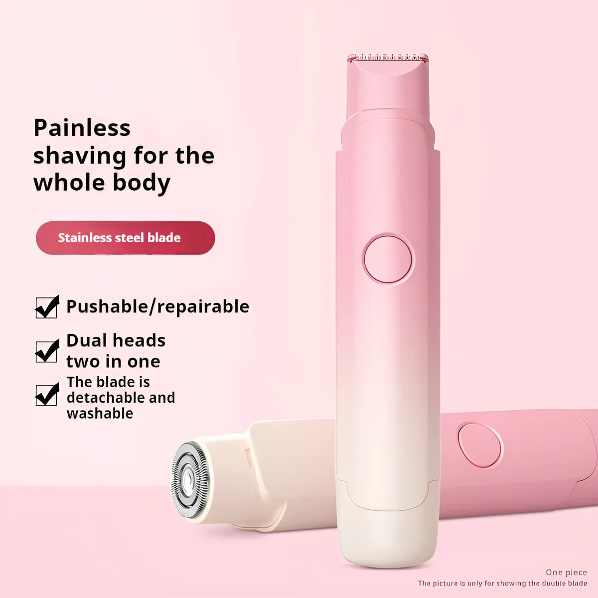 Electric hair trimmer unisex rechargeable wet and dry body hair removal device in apricot or gradient pink