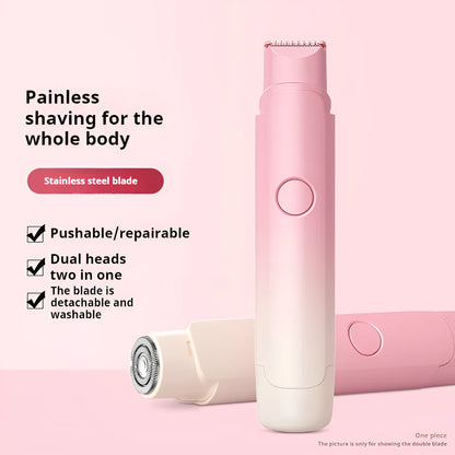 Electric hair trimmer unisex rechargeable wet and dry body hair removal device in apricot or gradient pink