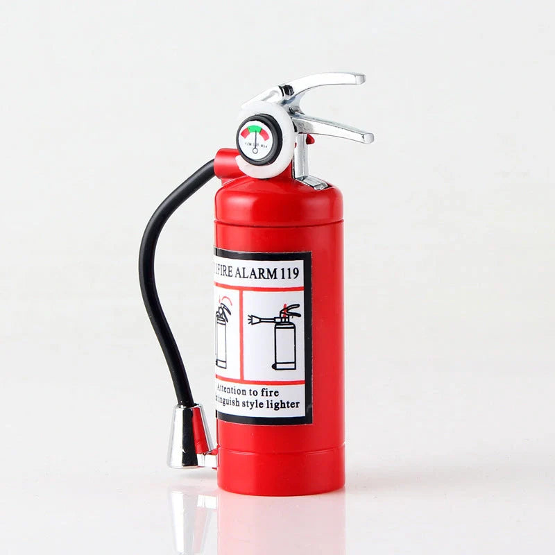 Creative fire extinguisher shaped lighter in red with light, durable alloy construction