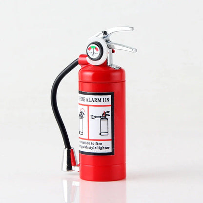 Creative fire extinguisher shaped lighter in red with light, durable alloy construction