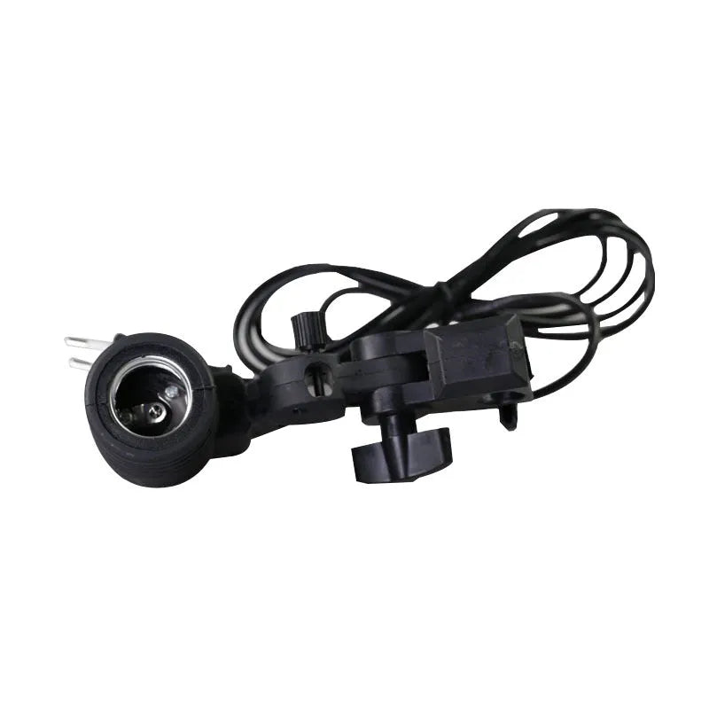Black universal E27 photographic lamp holder with long power cords and rear switch.