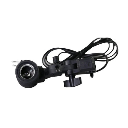 Black universal E27 photographic lamp holder with long power cords and rear switch.