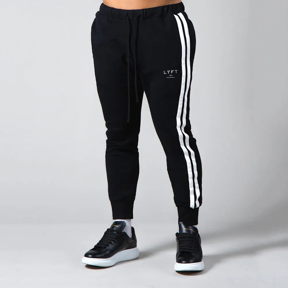 Long cotton pants for outdoor fitness and training in black, white, navy blue, and light board colours