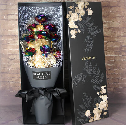 24K golden foil rose bundle in red, 9 stems, 30 cm tall for Valentine's gifting and home decor