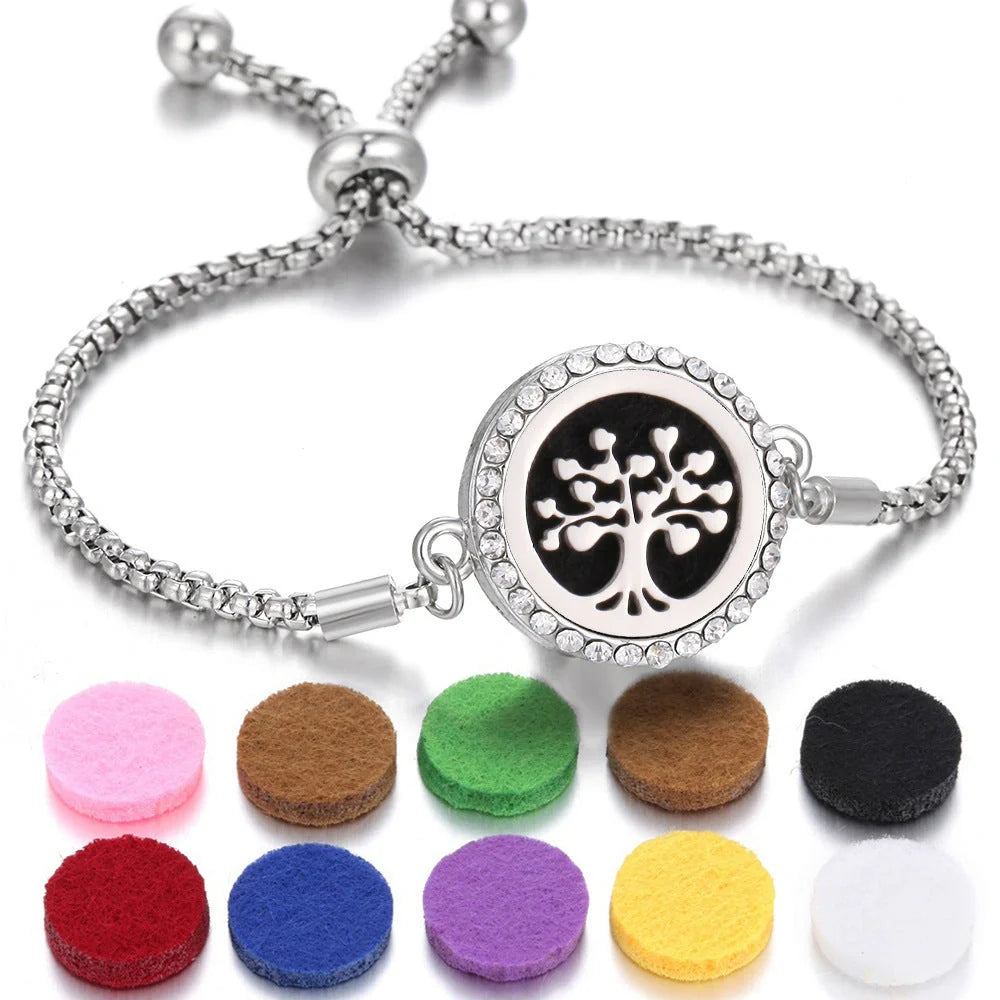 Kaleidoscope Aromatherapy Bracelet with essential oil diffuser locket in various designs
