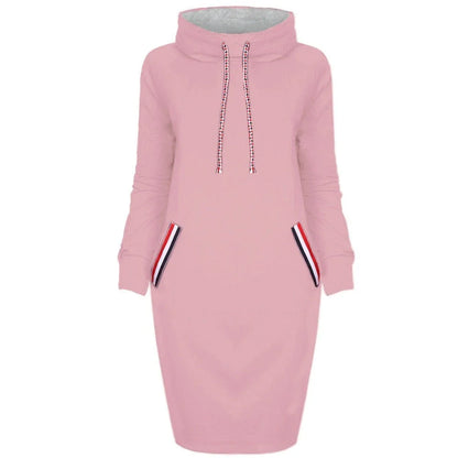 A high-collar long sleeve dress in various colors for casual and party wear