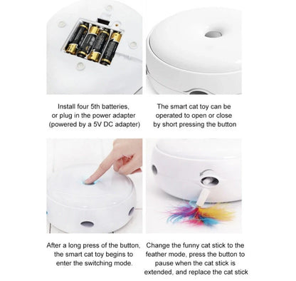 Electric cat toy with automatic donut turntable and feather accessories