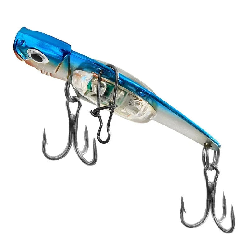 Blue and red Metal Vib electronic fishing lure with luminous metal finish