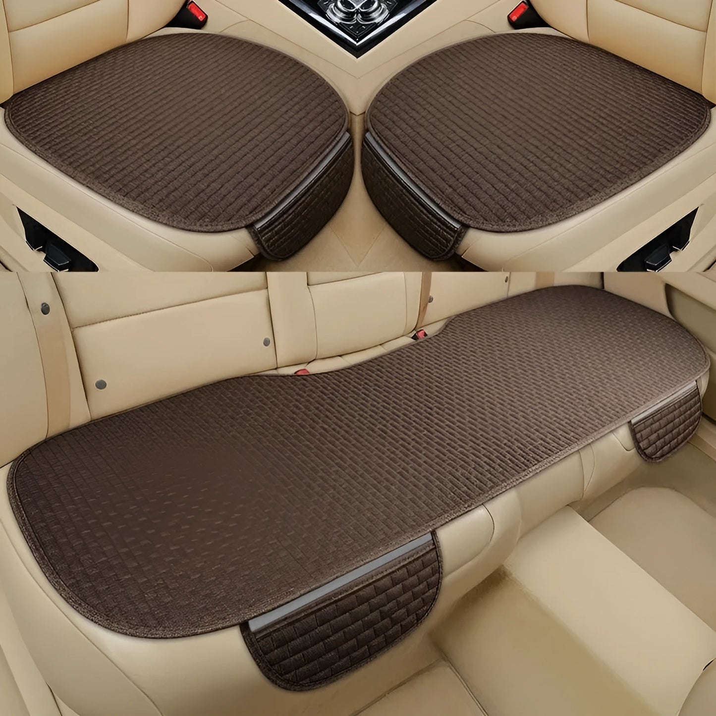 Linen plaid car cushion set in classic colours with hemmed edges for four seasons use