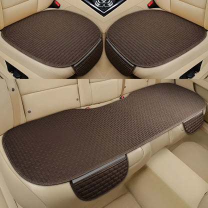 Linen plaid car cushion set in classic colours with hemmed edges for four seasons use