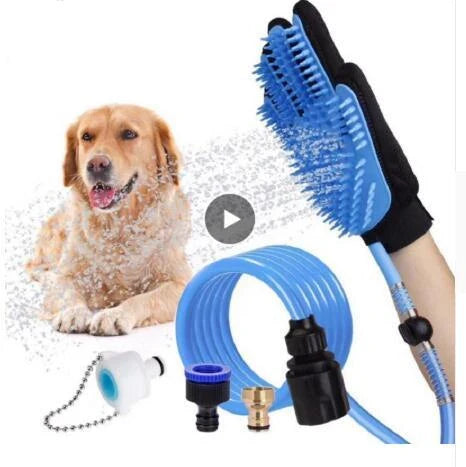 Premium pet grooming tool with bath brush and water sprayer, designed for dogs, cats, and horses of all sizes