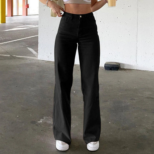 Spice Girls inspired high waist bell bottom jeans in black, brown, and white