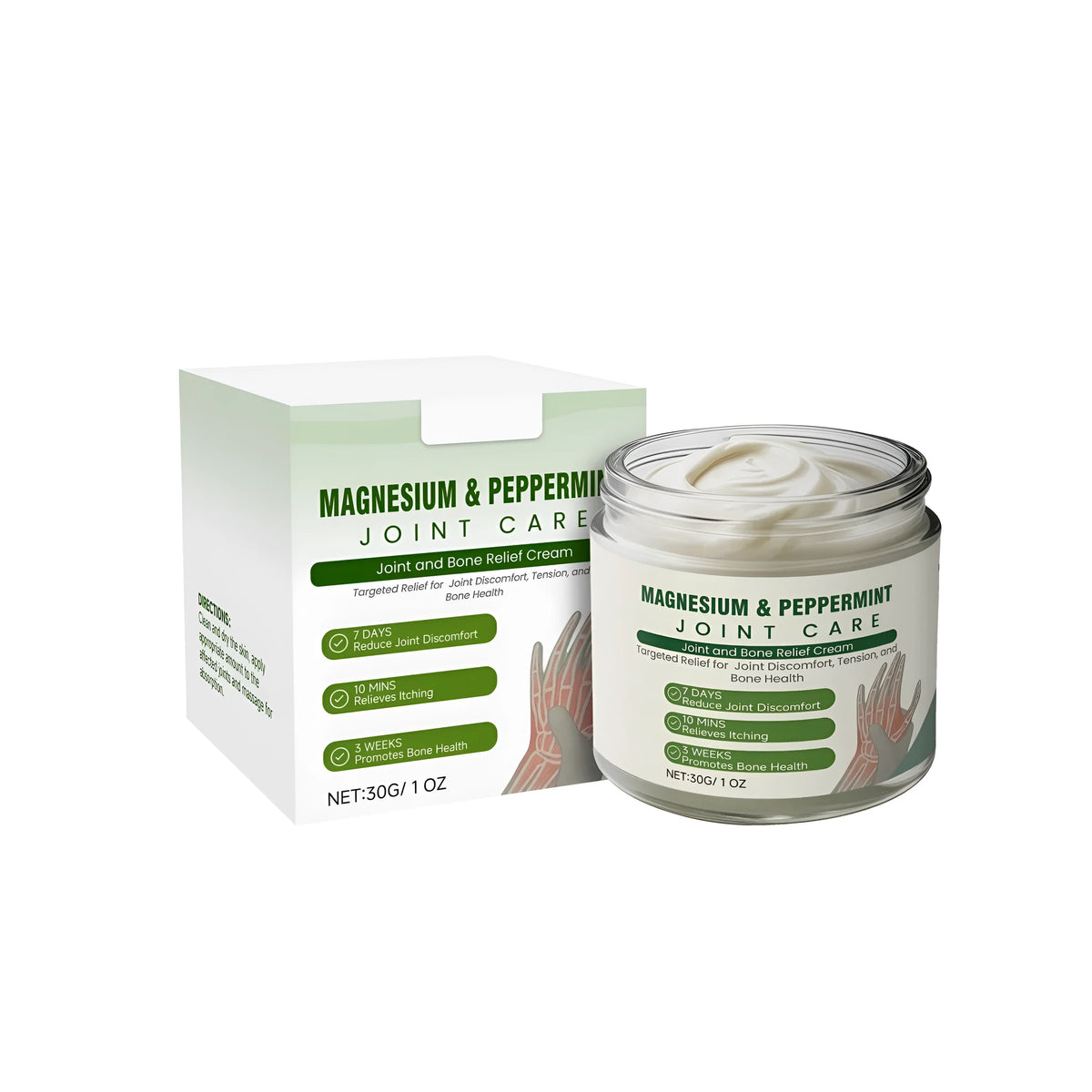 30g tube of Joint and Bone Relief Cream with mint, arnica, and turmeric.