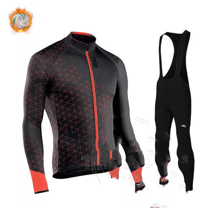 Winter cycling jersey with moisture-wicking technology and memory fabric for cold weather rides