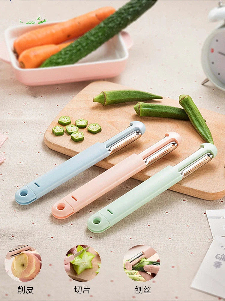 Portable stainless steel peeler and fruit knife with ergonomic ABS handle