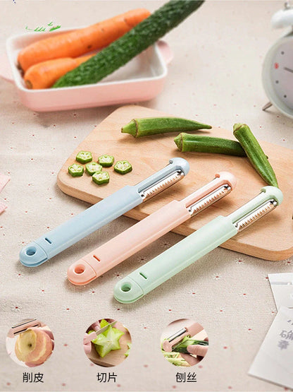 Portable stainless steel peeler and fruit knife with ergonomic ABS handle