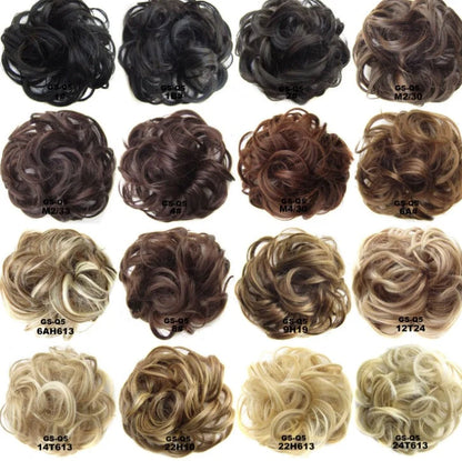 Hair ring wig in various colours from 1# to Burg, showing synthetic fibres and natural hairline for temporary styling