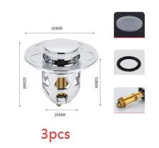 Copper core bouncing washbasin drain plug with universal 1.1-1.5 inch head in metallic finish