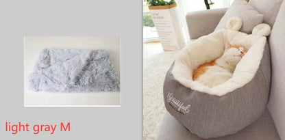 Cotton pet dog bed warming soft sleeping bag cushion in grey