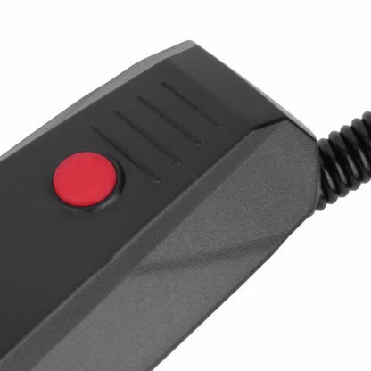 Black bicycle electronic horn measuring 94mm with 110dB sound output for cycling safety