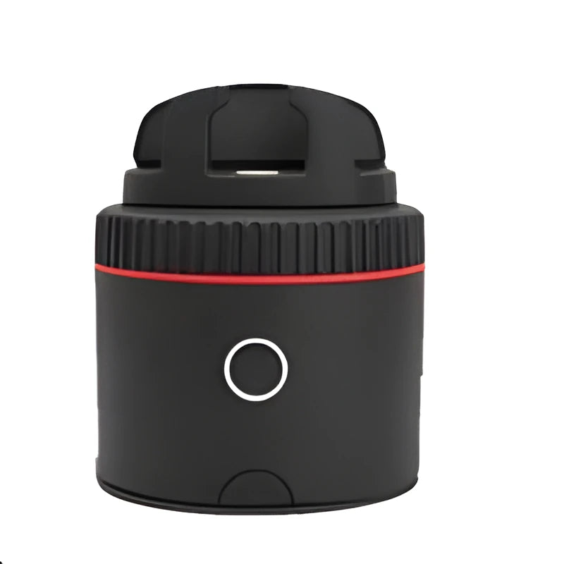 Matte black PIVO facial tracking smartphone mount showing 360-degree rotation for automated video.