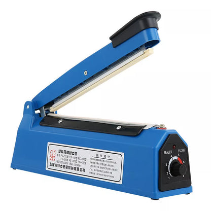 Blue heat sealing machine for plastic and paper bags with adjustable heating time