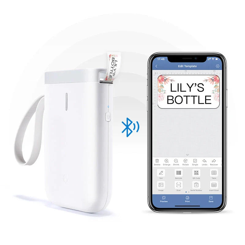 D11 Compact Bluetooth-Enabled Label Maker for Hassle-Free Home and Office Organization