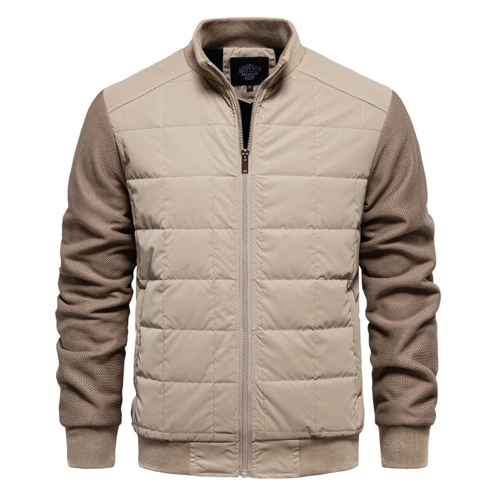 Men's Winter Stand Collar Stitched Zipper Jacket in various colours