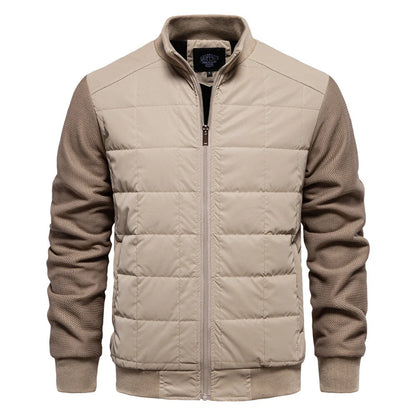 Men's Winter Stand Collar Stitched Zipper Jacket in various colours