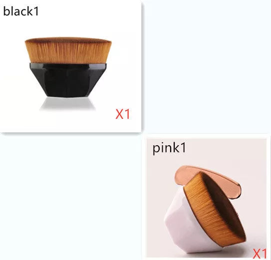 Soft synthetic foundation brush kit for flawless makeup application in black, white, and pink
