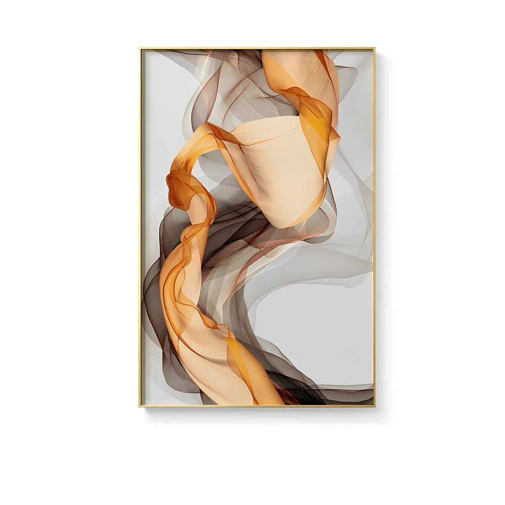 Three-piece abstract yellow and grey canvas painting on 12mm frame, 40x60cm size for modern home walls