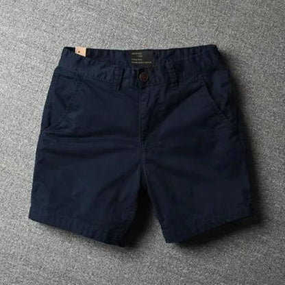Men's pure cotton loose-fitting straight-leg shorts in a camouflage green colour.