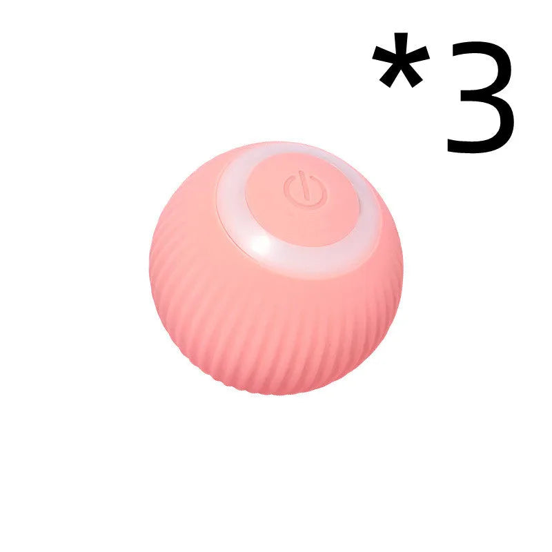 Green automatic rotating ball cat toy with 43mm diameter for interactive pet play