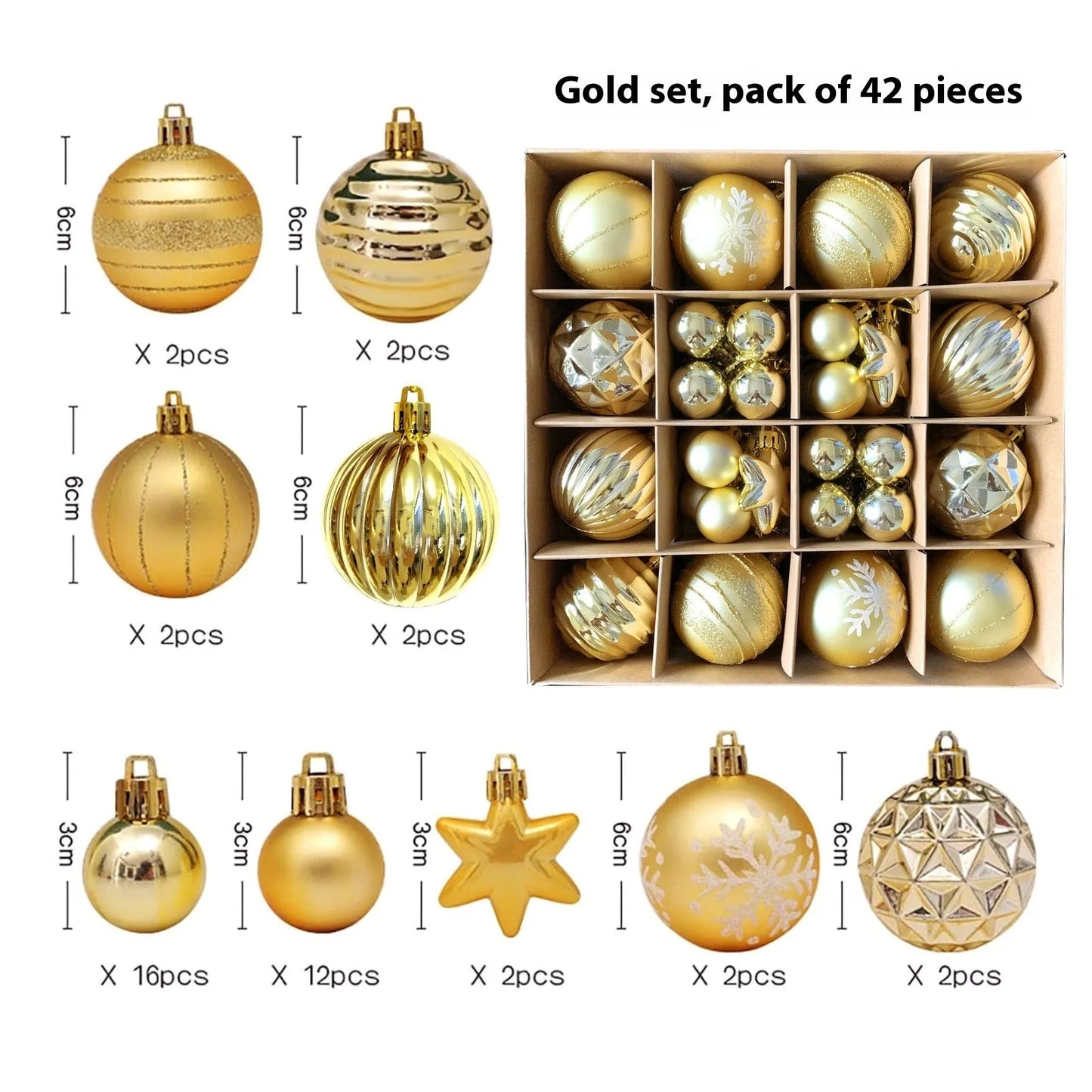 Christmas decoration pendant set with electroplated balls and painted gifts in cowhide presentation box