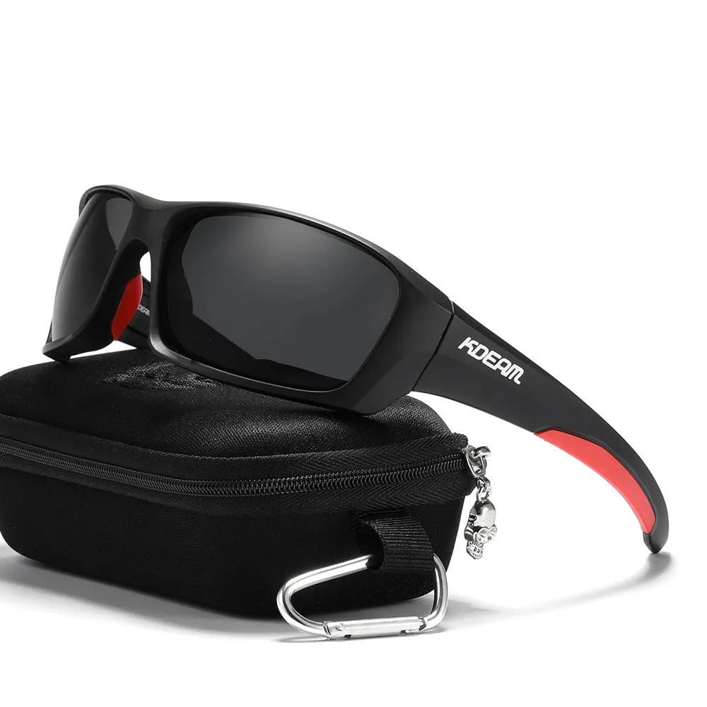 Ultralight polarised sports sunglasses with TR90 frame and silicone nose pad in one of eight available colours.