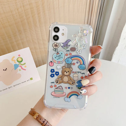 Bear chain protective phone case for iPhone with Japanese Korean cartoon design