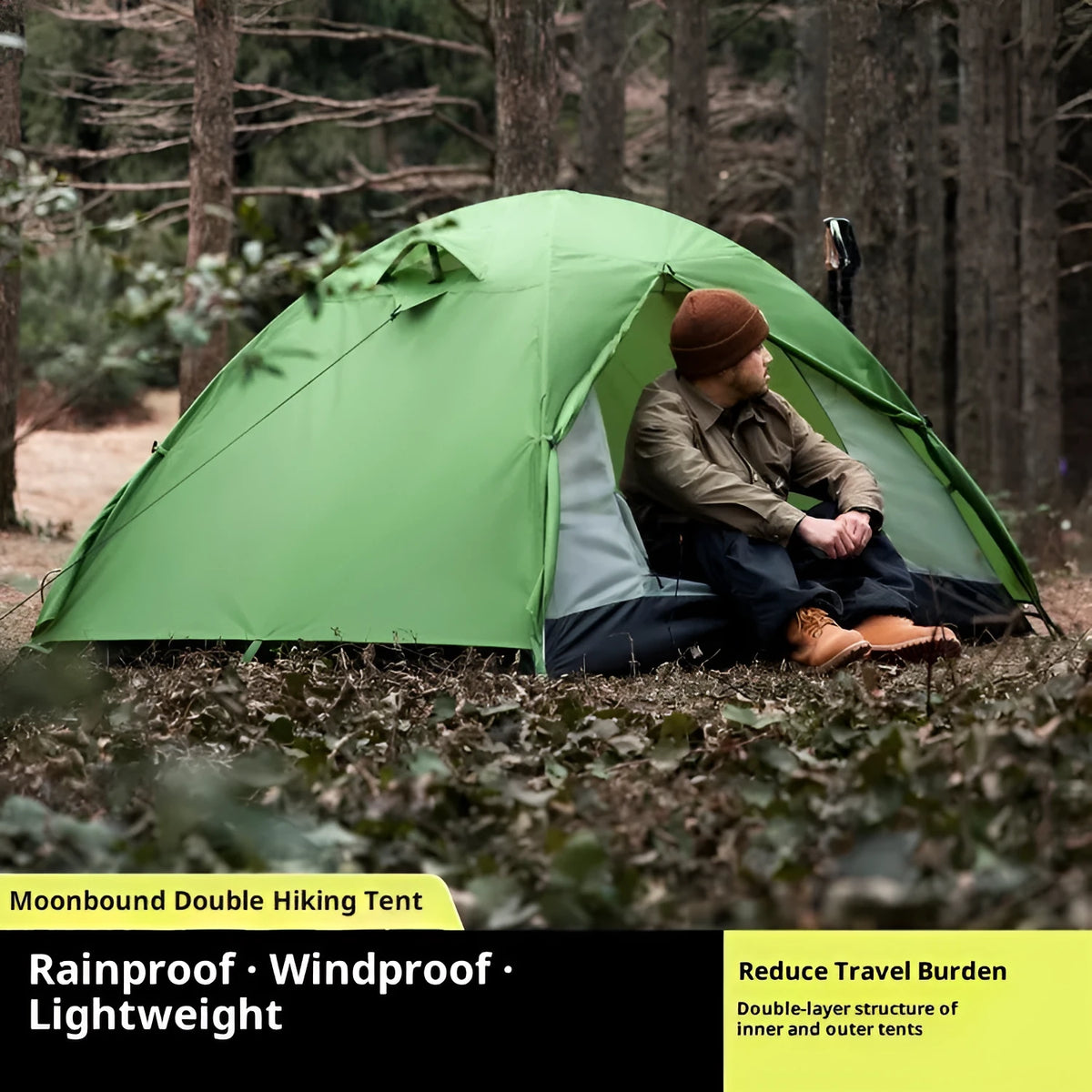 1-2 person lightweight hiking tent 210x140x110cm four season aluminium rod camping tent