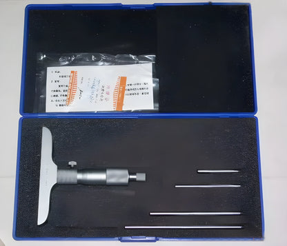 Depth micrometer measuring instrument with 0-100mm range scale and alloy construction