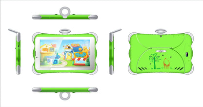 7-inch children's learning tablet in cartoon colours with built-in stand and 3G calling capability