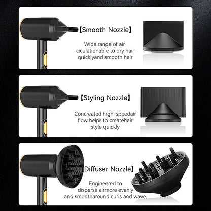 High-speed negative ion hair dryer with diffuser for fast, frizz-free drying and salon-quality results