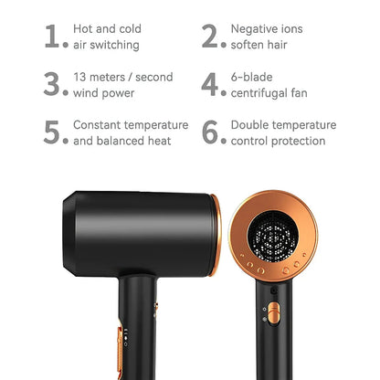 High-speed negative ion hair dryer with diffuser for fast, frizz-free drying and salon-quality results