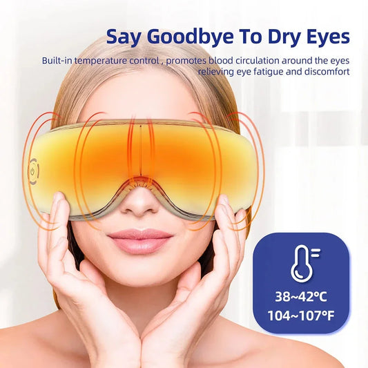 Air Pressure Vibration Eye Massager with soothing air pressure, gentle vibrations, and relaxing music for comprehensive eye care and relaxation.