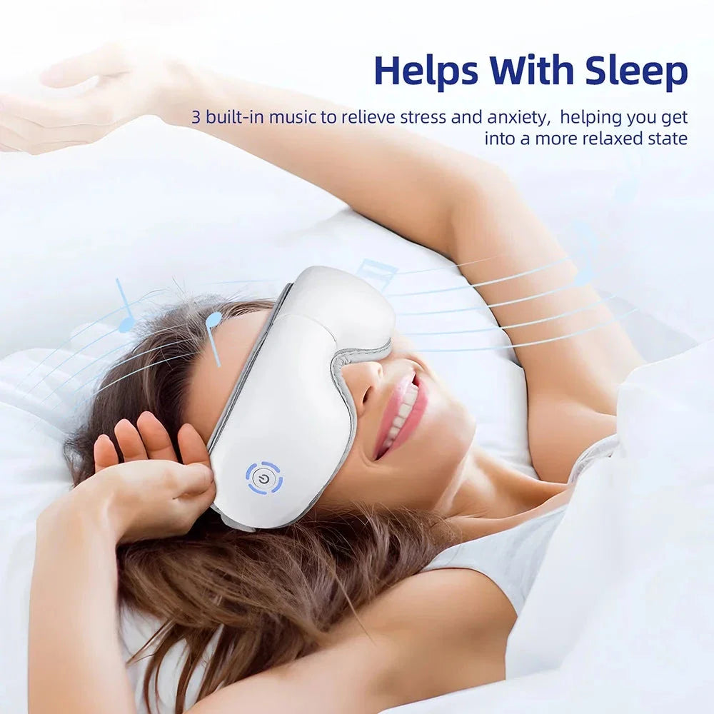 Air Pressure Vibration Eye Massager with soothing air pressure, gentle vibrations, and relaxing music for comprehensive eye care and relaxation.