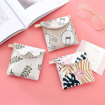 Portable Women's Cosmetic Organizer with Tropical Print - Durable Canvas, Secure Closure, Versatile Storage