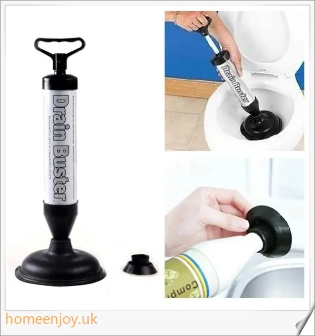 A versatile toilet plunger that uses air suction to effectively unclog drains in UK homes