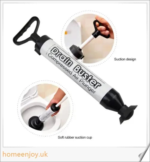 A versatile toilet plunger that uses air suction to effectively unclog drains in UK homes