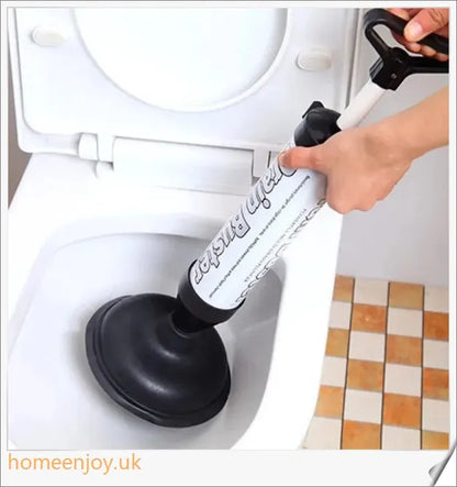 A versatile toilet plunger that uses air suction to effectively unclog drains in UK homes