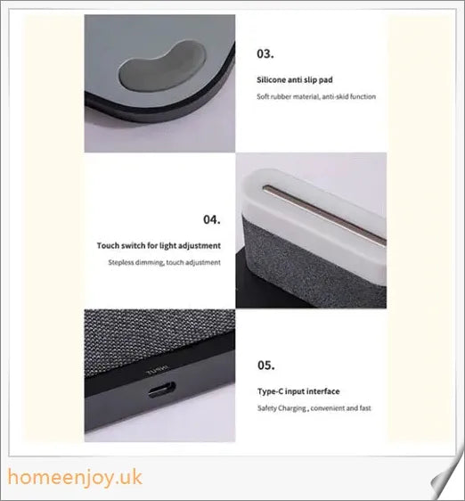 3-in-1 Wireless Charger Alarm Clock and Adjustable Night Light with Sleek Black or White Design, Perfect for Bedside Table in UK Homes